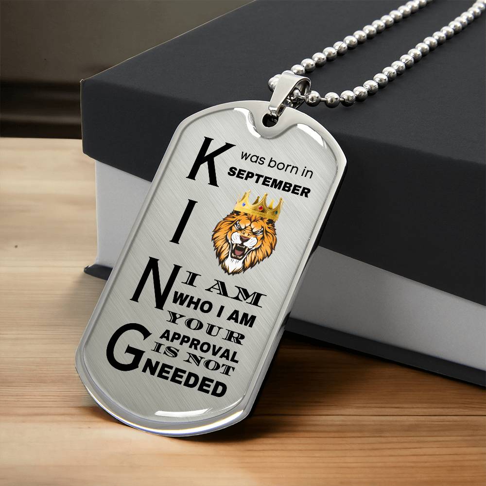 King Was Born in September - Military Chain - Dog Tag