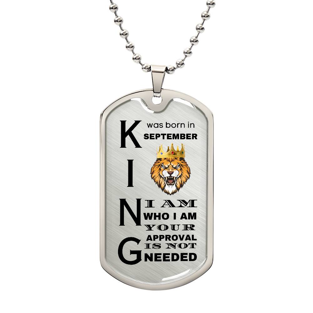 King Was Born in September - Military Chain - Dog Tag