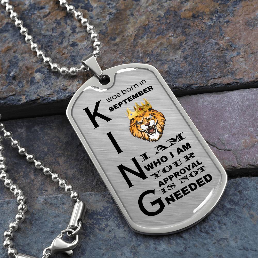 King Was Born in September - Military Chain - Dog Tag