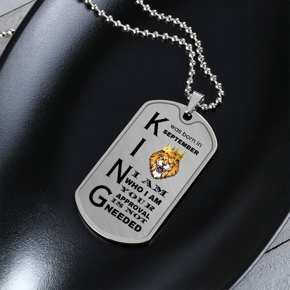 King Was Born in September - Military Chain - Dog Tag