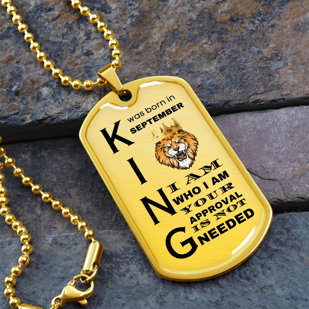 King Was Born in September - Military Chain - Dog Tag