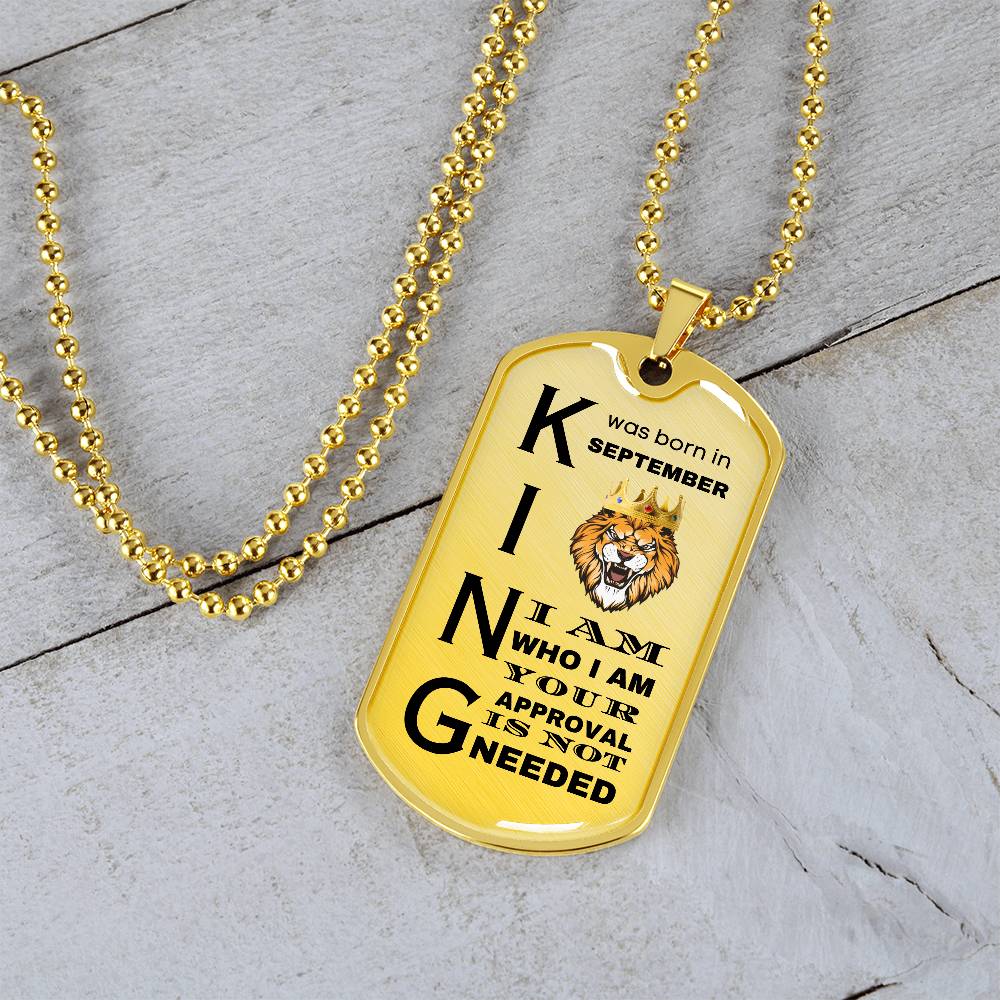 King Was Born in September - Military Chain - Dog Tag