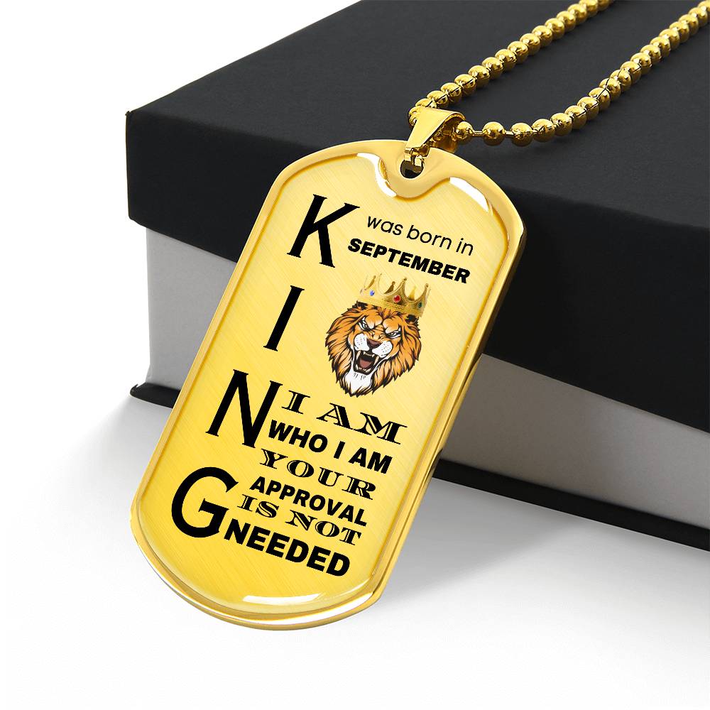 King Was Born in September - Military Chain - Dog Tag