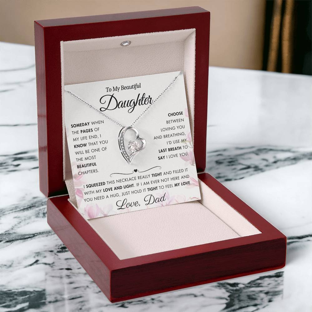 To My Daughter - Filled It With Love and Light - From Dad - Forever Love Necklace - FL