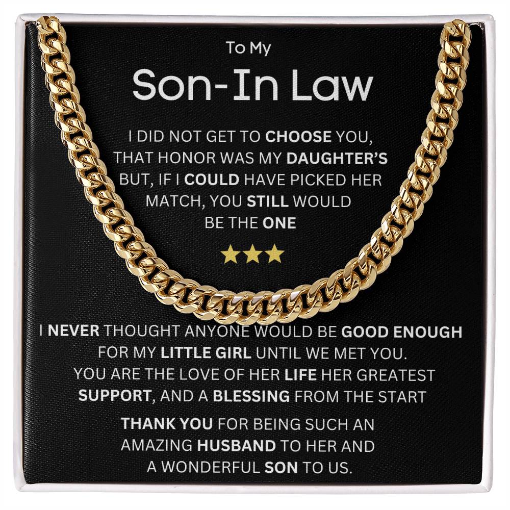 To My Son In Law - Thank you For Being Amazing - Cuban Chain