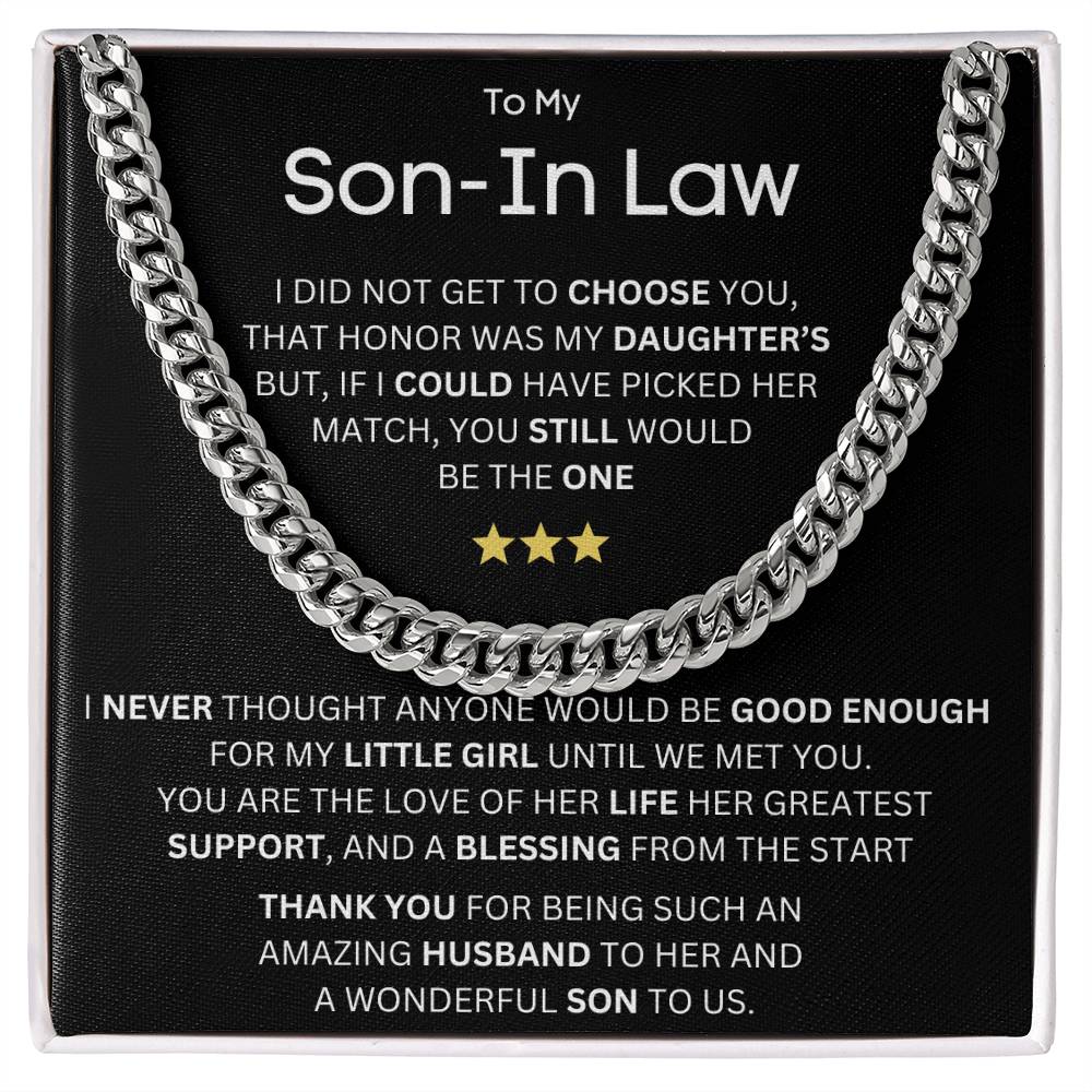 To My Son In Law - Thank you For Being Amazing - Cuban Chain