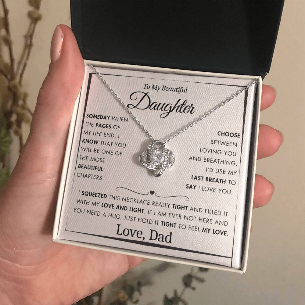 To My Daughter - Filled It With Love and Light - From Dad - Love Knot Necklace - FLV2D5