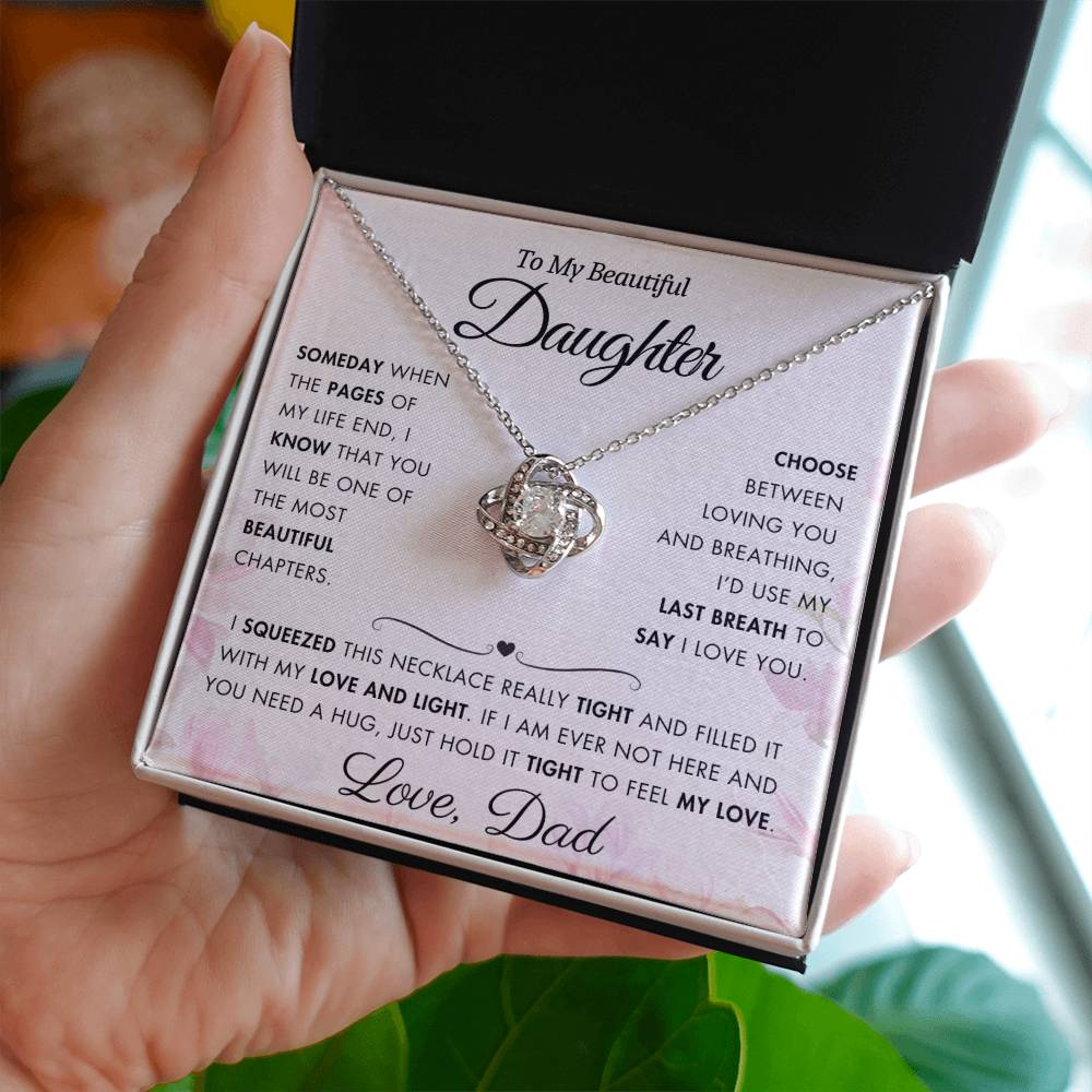 To My Daughter - Filled It With Love and Light - From Dad - Love Knot Necklace - FLV2D2