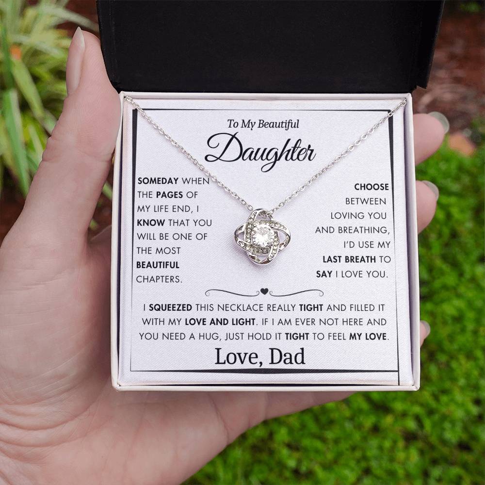 To My Daughter - Filled It With Love and Light - From Dad - Love Knot Necklace - FLV2D5