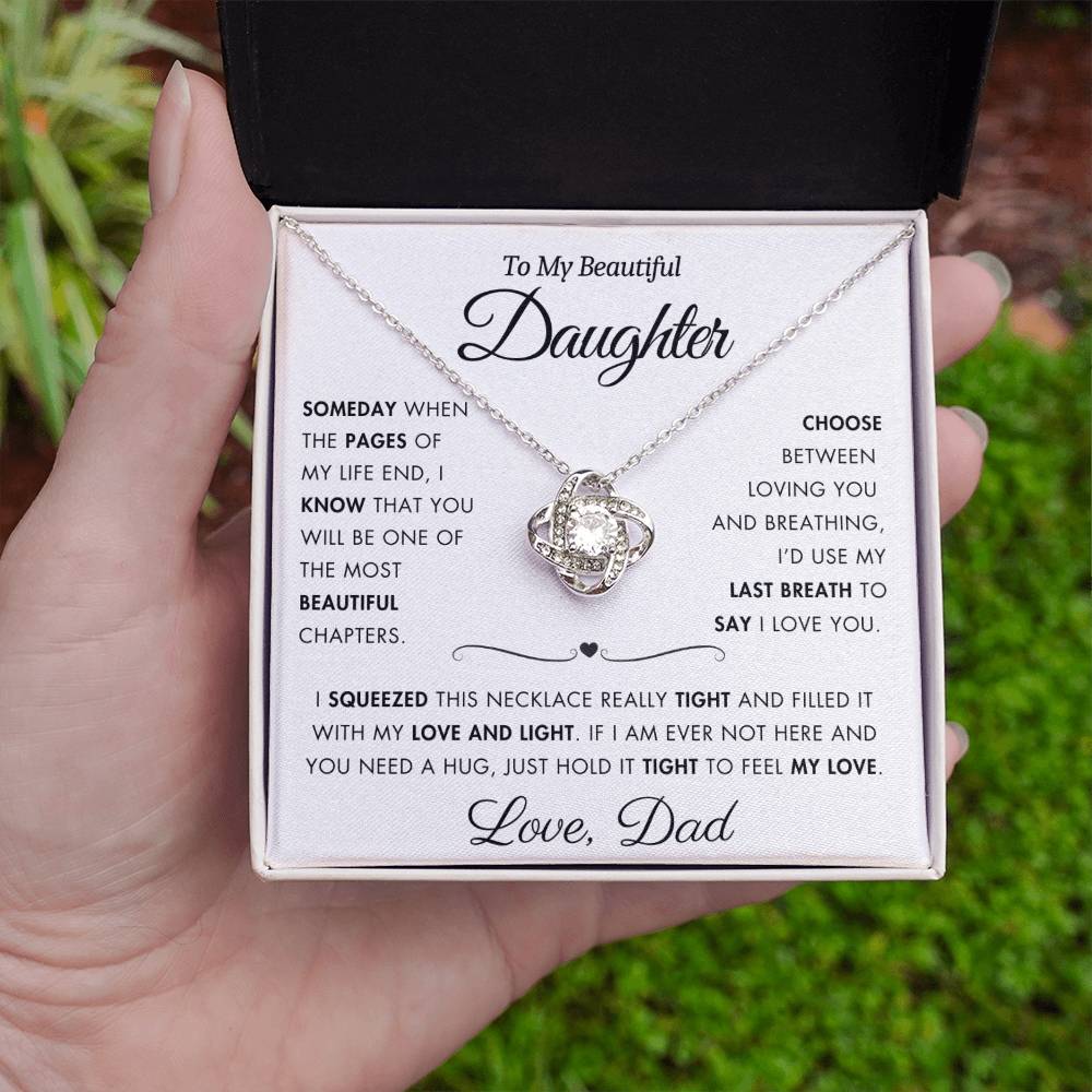 To My Daughter - Filled It With Love and Light - From Dad - Love Knot Necklace - FLV2D1