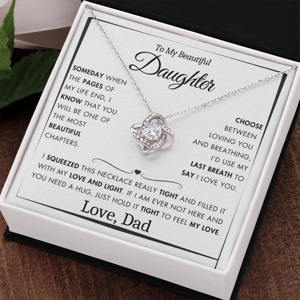 To My Daughter - Filled It With Love and Light - From Dad - Love Knot Necklace - FLV2D5