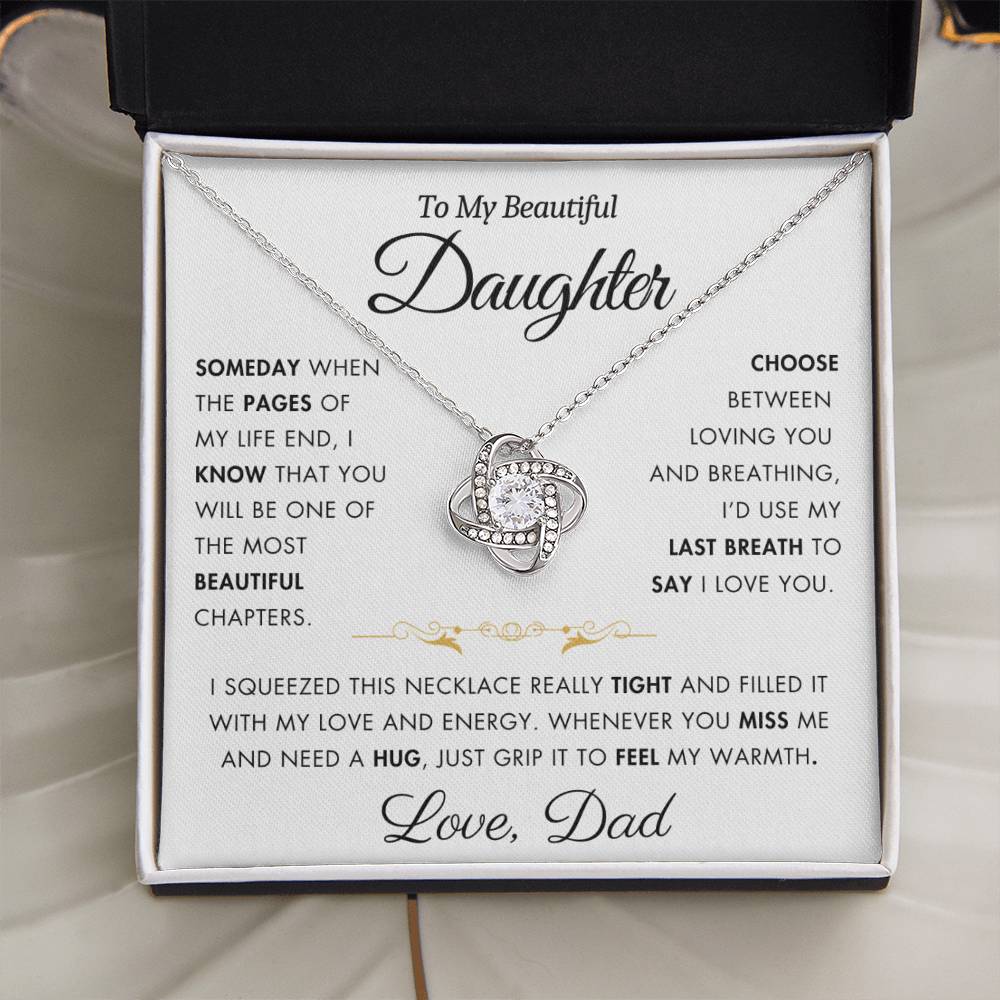 To My Daughter - Filled It With Love and Light - From Dad - Love Knot Necklace - FLVR3