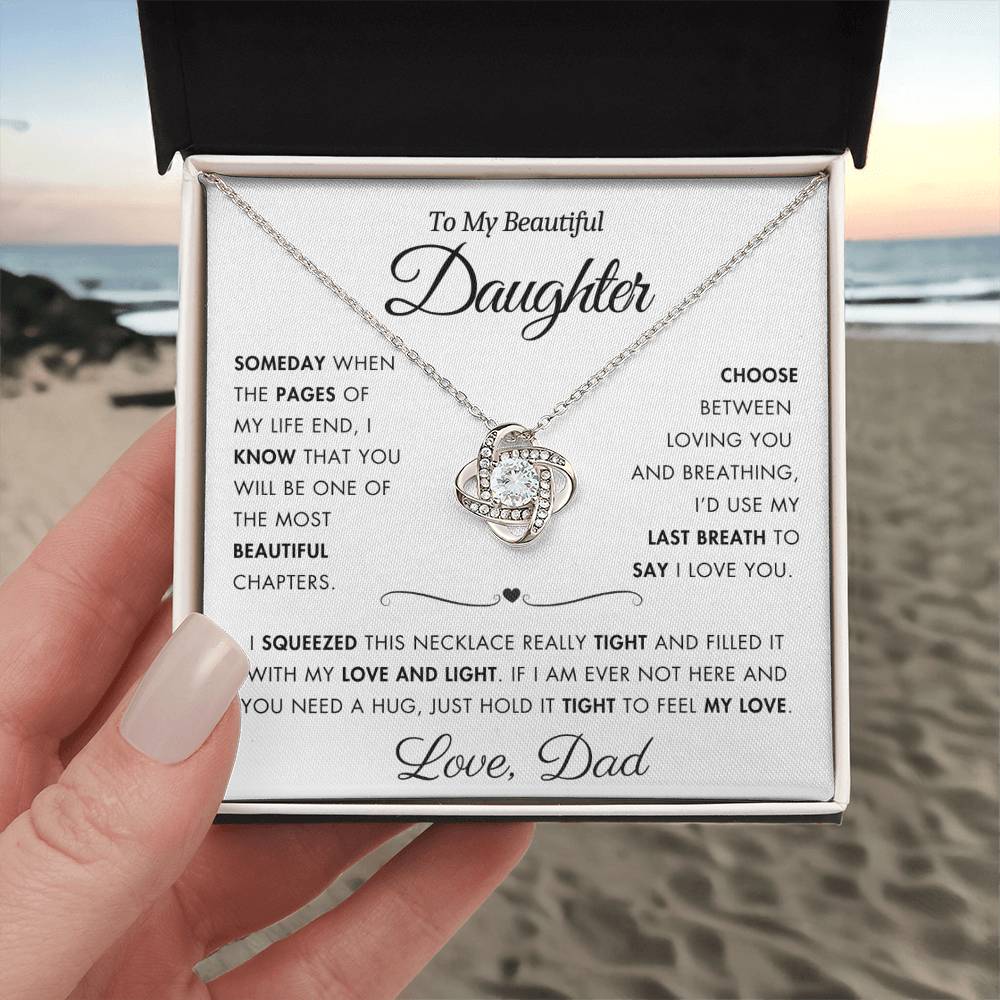 To My Daughter - Filled It With Love and Light - From Dad - Love Knot Necklace - FLV2D1