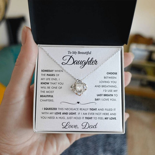 To My Daughter - Filled It With Love and Light - From Dad - Love Knot Necklace - FLV2D1