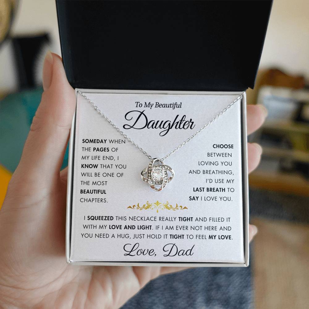 To My Daughter - Filled It With Love and Light - From Dad - Love Knot Necklace - FLV2D3