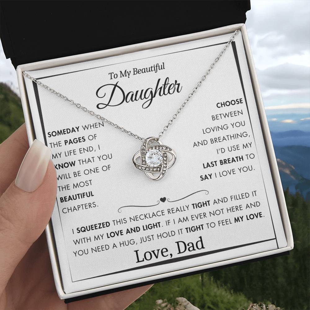 To My Daughter - Filled It With Love and Light - From Dad - Love Knot Necklace - FLV2D5