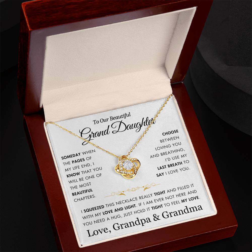 To Our Grand Daughter - Filled It With Love and Light - From Grandpa and Grandma - Love Knot Necklace