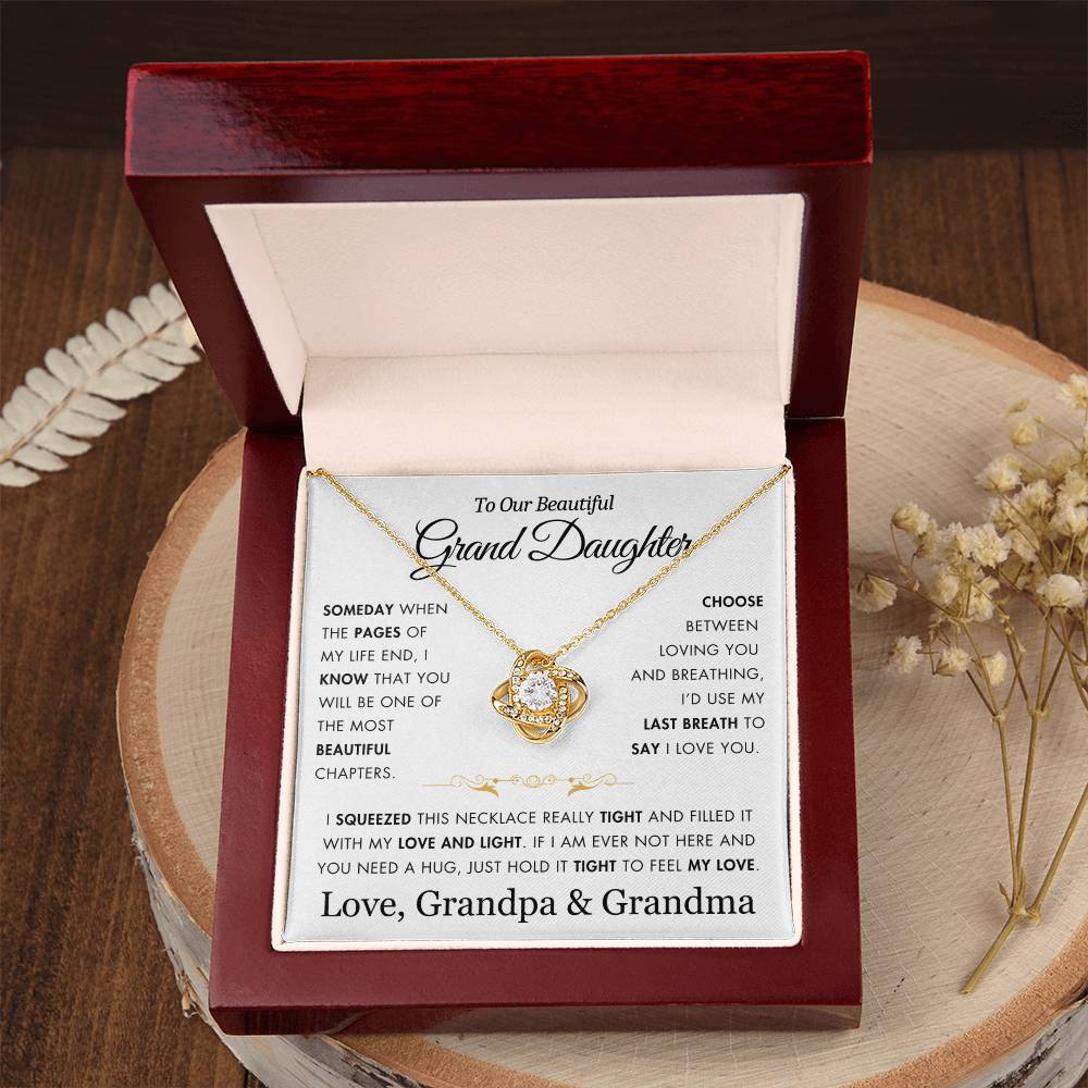 To Our Grand Daughter - Filled It With Love and Light - From Grandpa and Grandma - Love Knot Necklace