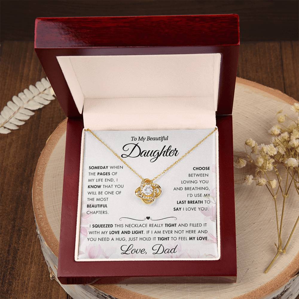 To My Daughter - Filled It With Love and Light - From Dad - Love Knot Necklace - FLV2D2