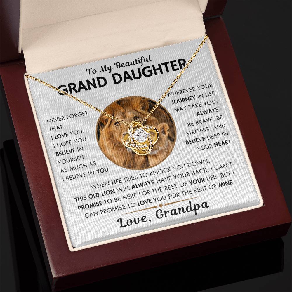 To My Grand Daughter - Promise - Love Knot Necklace From Grandpa