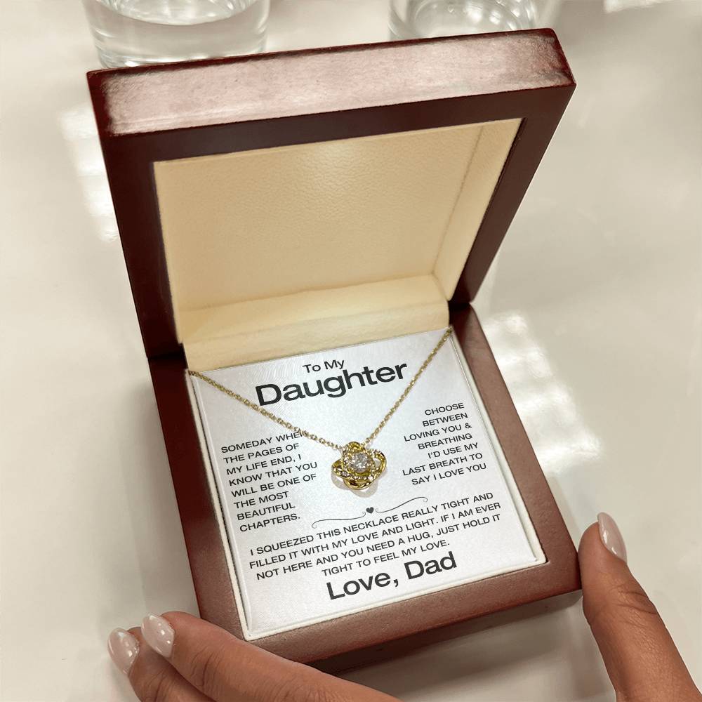 To My Daughter - Filled It With Love and Light - From Dad - Love Knot Necklace - FLD7