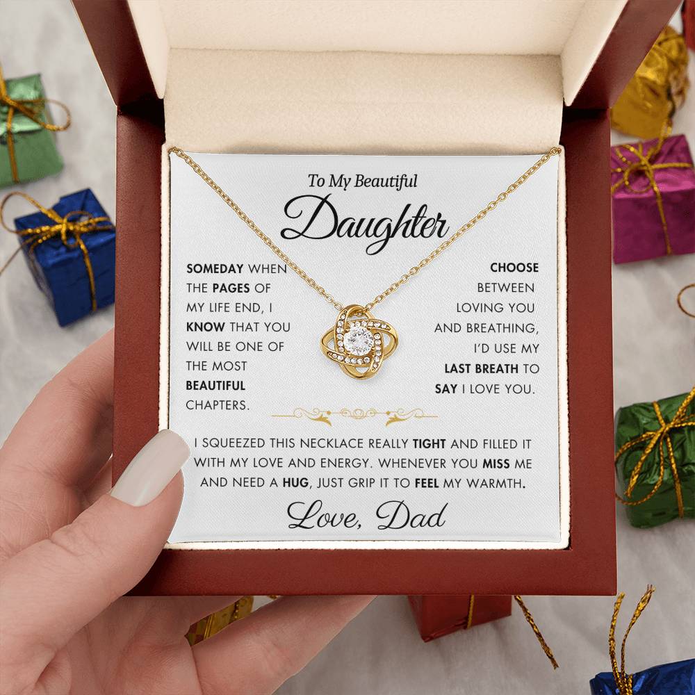 To My Daughter - Filled It With Love and Light - From Dad - Love Knot Necklace - FLVR3