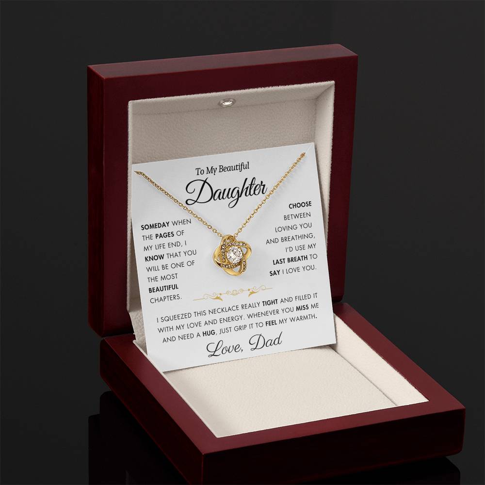 To My Daughter - Filled It With Love and Light - From Dad - Love Knot Necklace - FLVR3