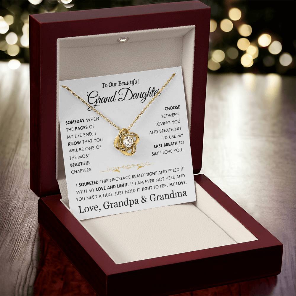 To Our Grand Daughter - Filled It With Love and Light - From Grandpa and Grandma - Love Knot Necklace