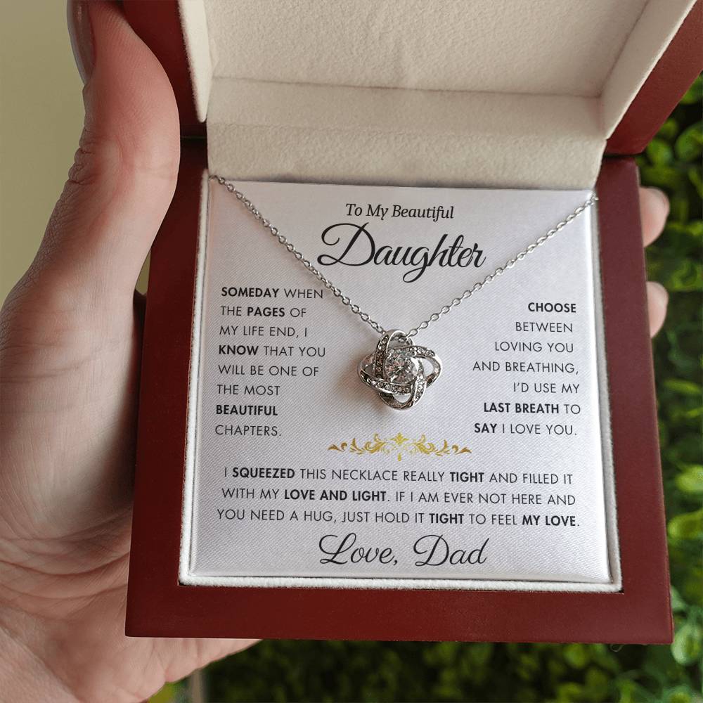 To My Daughter - Filled It With Love and Light - From Dad - Love Knot Necklace - FLV2D3