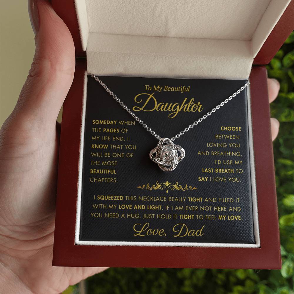 To My Daughter - Filled It With Love and Light - From Dad - Love Knot Necklace - FLV2D4