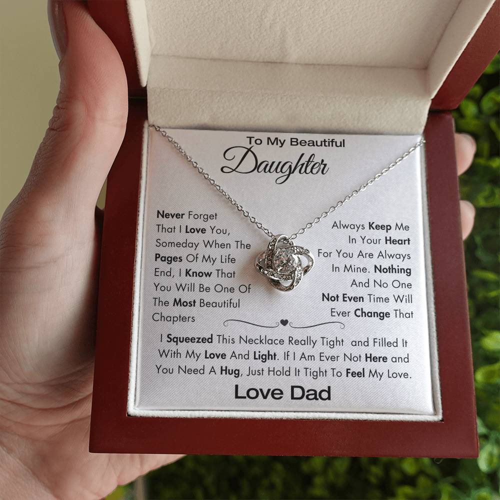 To My Daughter - Never Forget I Love You - Filled It With Love and Light - From Dad - Love Knot Necklace - GS2409LK