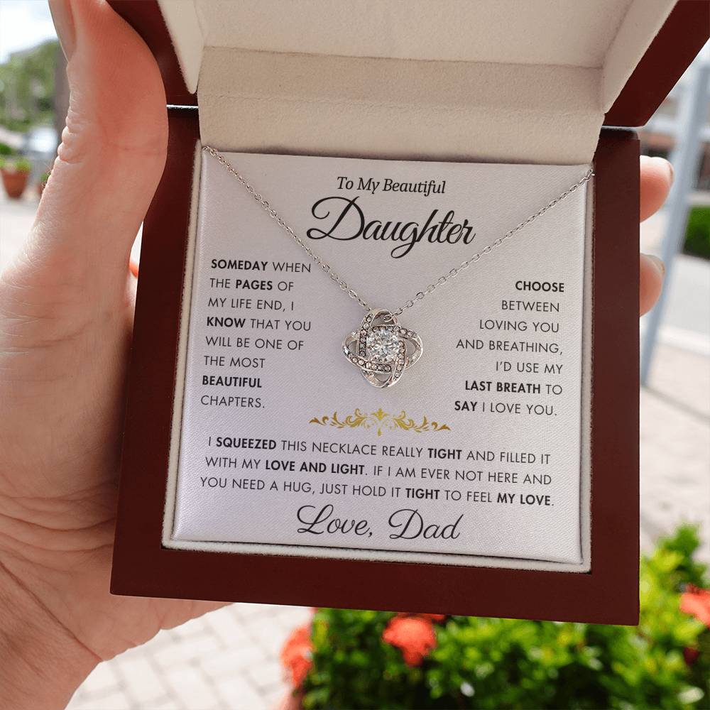 To My Daughter - Filled It With Love and Light - From Dad - Love Knot Necklace - FLV2D3