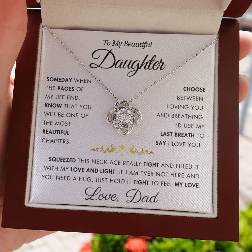 To My Daughter - Filled It With Love and Light - From Dad - Love Knot Necklace - FLV2D3