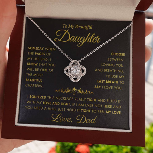 To My Daughter - Filled It With Love and Light - From Dad - Love Knot Necklace - FLV2D4