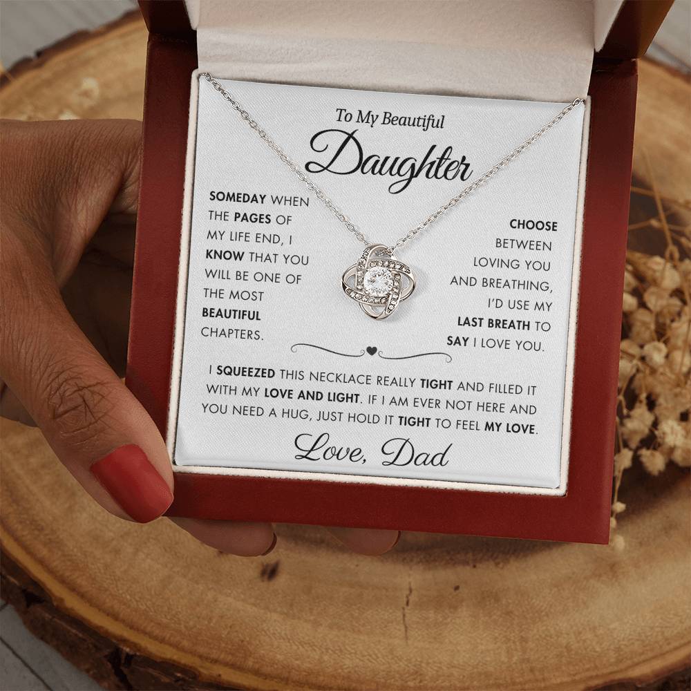 To My Daughter - Filled It With Love and Light - From Dad - Love Knot Necklace - FLV2D1