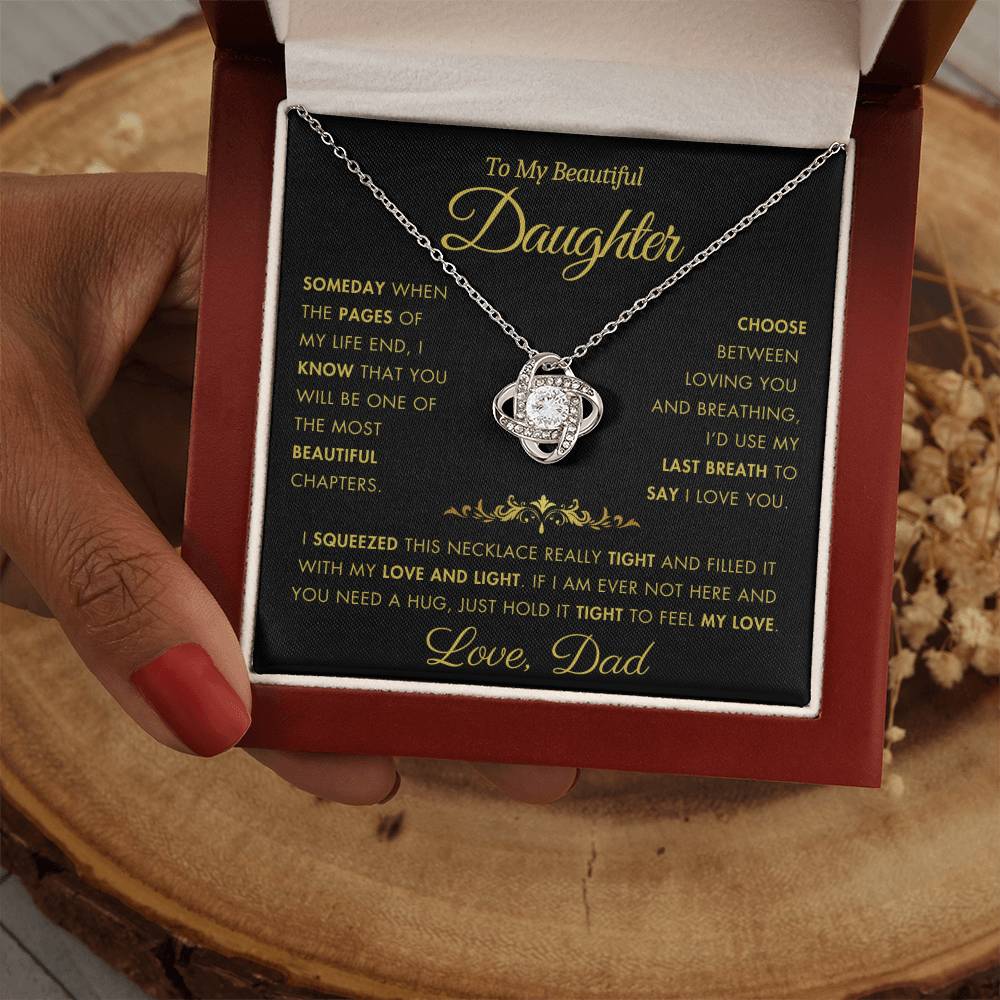 To My Daughter - Filled It With Love and Light - From Dad - Love Knot Necklace - FLV2D4