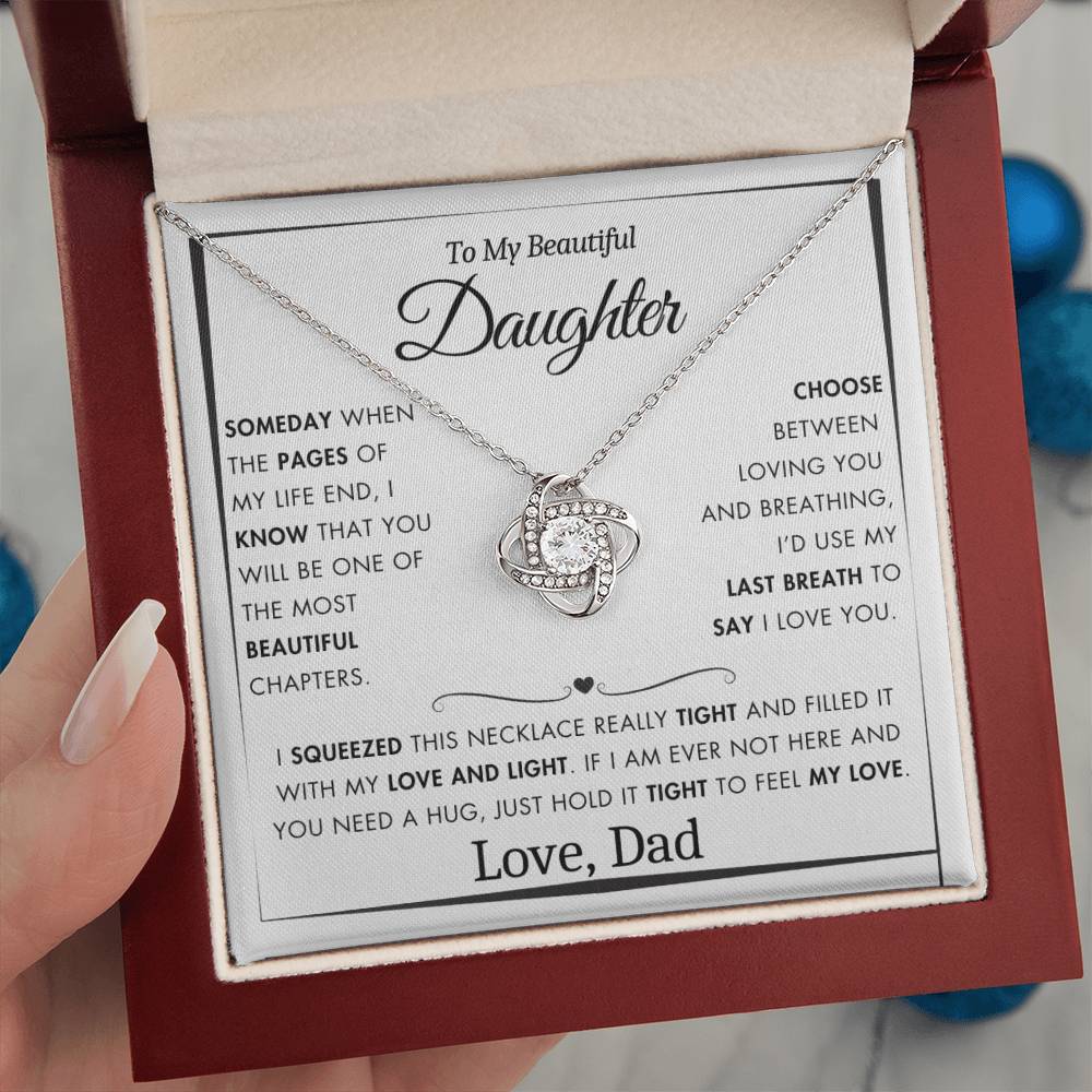 To My Daughter - Filled It With Love and Light - From Dad - Love Knot Necklace - FLV2D5