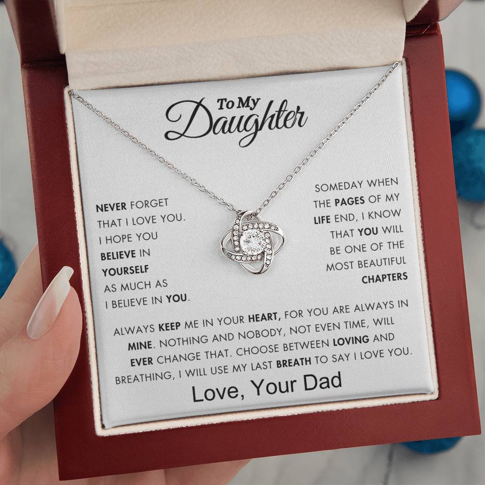 To My Daughter - My Beautiful Chapter of My Life - Love Knot Necklace - From Dad