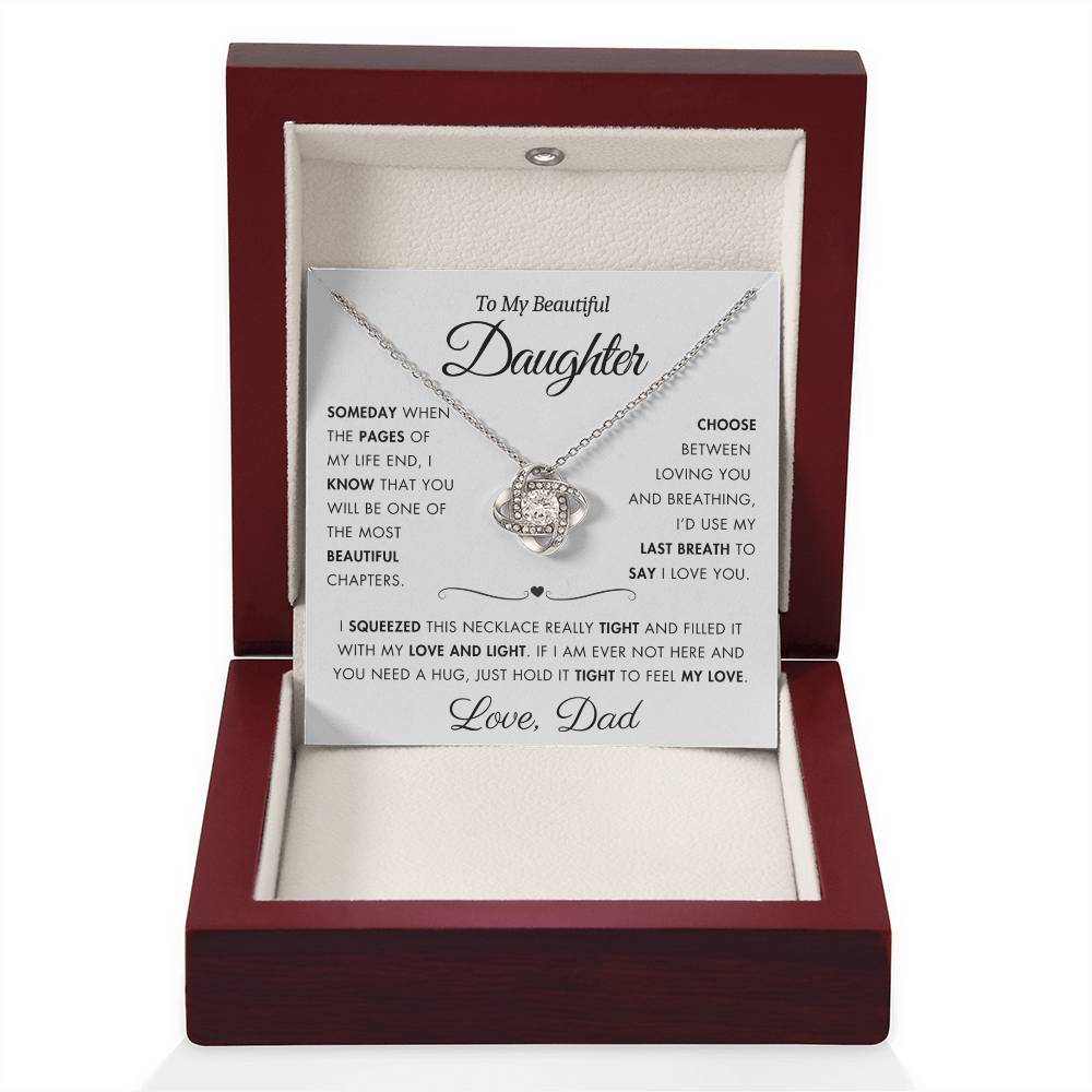 To My Daughter - Filled It With Love and Light - From Dad - Love Knot Necklace - FLV2D1