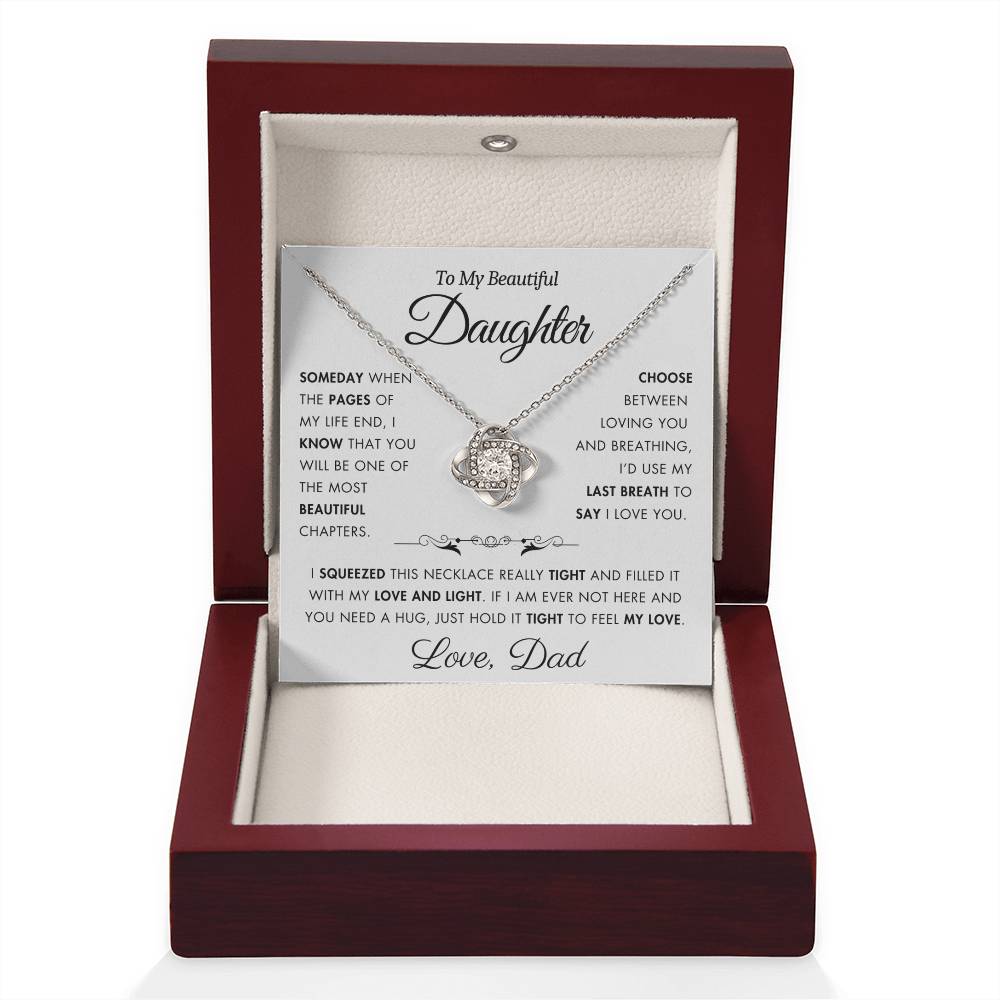 To My Daughter - Filled It With Love and Light - From Dad - Love Knot Necklace - FLD12