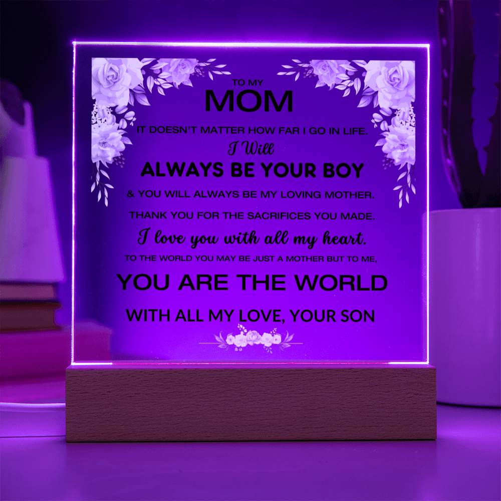 To My Mom - You Are The World - Square Acrylic W/LED