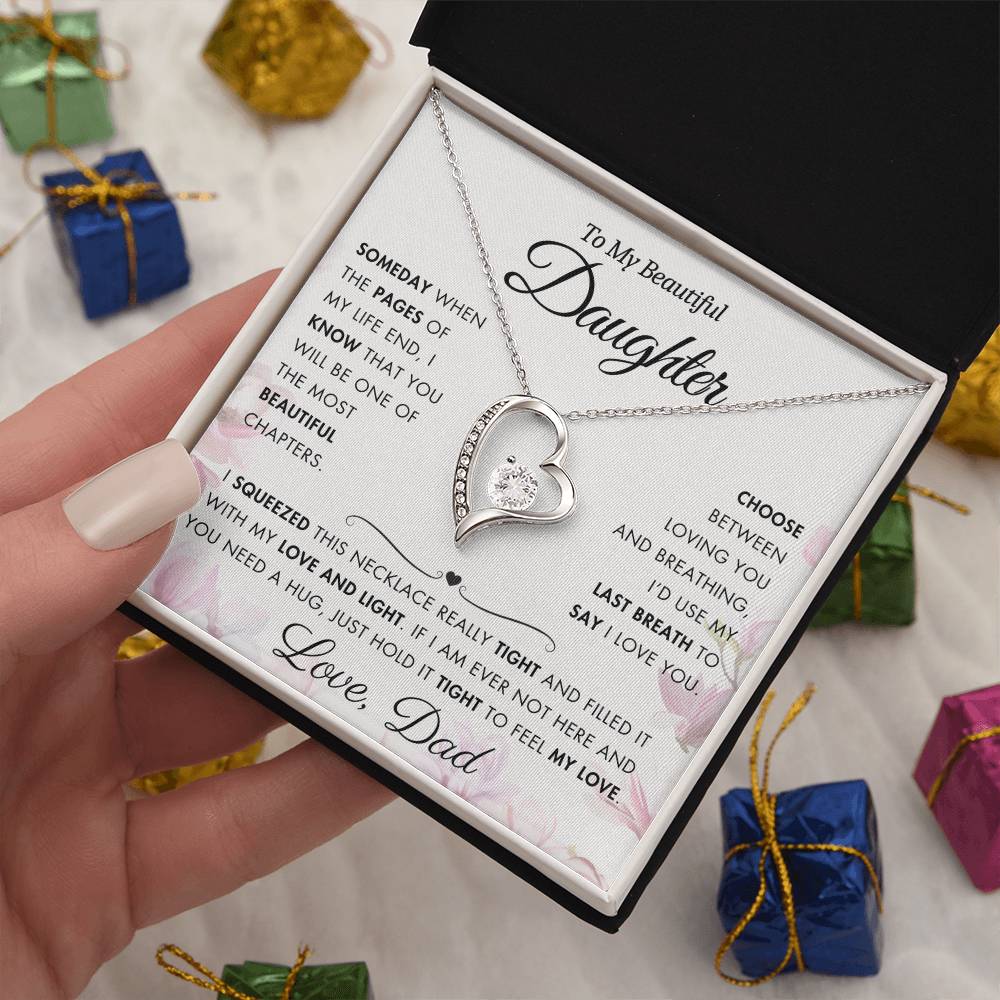 To My Daughter - Filled It With Love and Light - From Dad - Forever Love Necklace - FL