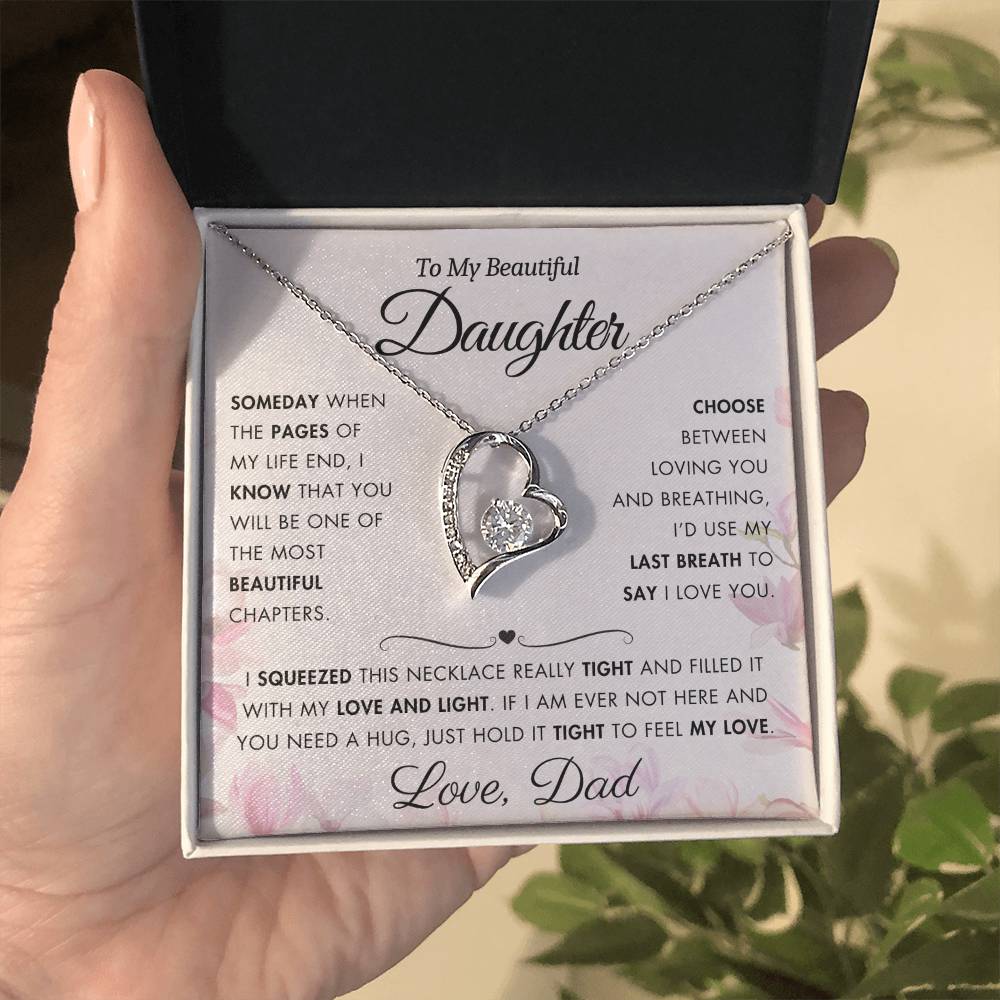 To My Daughter - Filled It With Love and Light - From Dad - Forever Love Necklace - FL